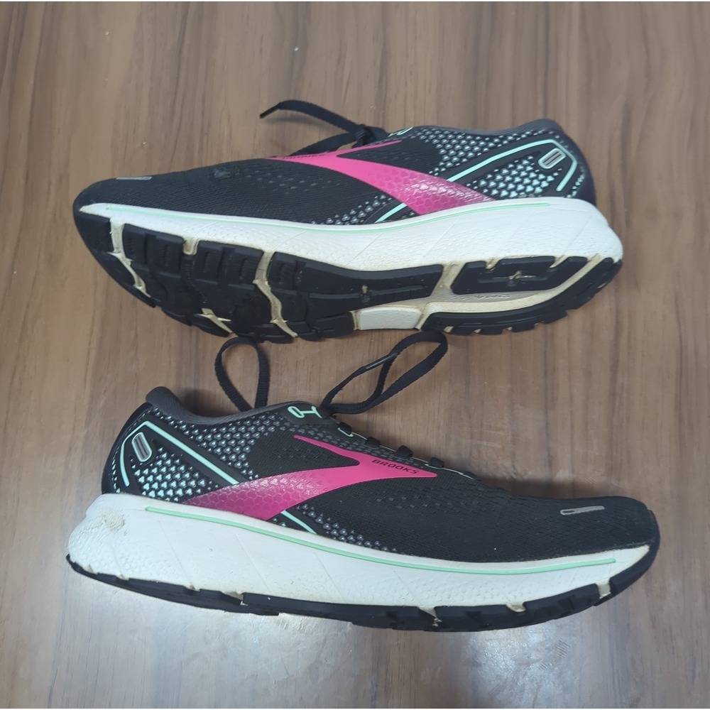 Brooks Ghost 14 Womens 9.5 B Running Shoes Black Pink 1203561 Walking - Picture 2 of 7